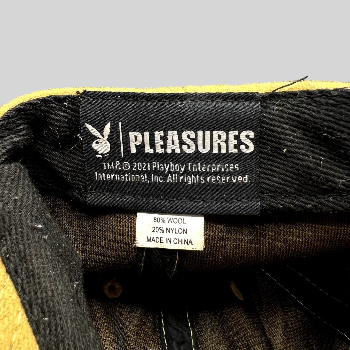 PLEASURES x Playboy Bunny Wool Strapback Hat Mustard 2021 Leather Strap