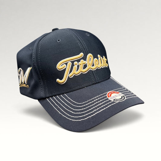 Milwaukee Brewers Titleist Navy Stretch Fitted Hat Medium-Large, photo 2