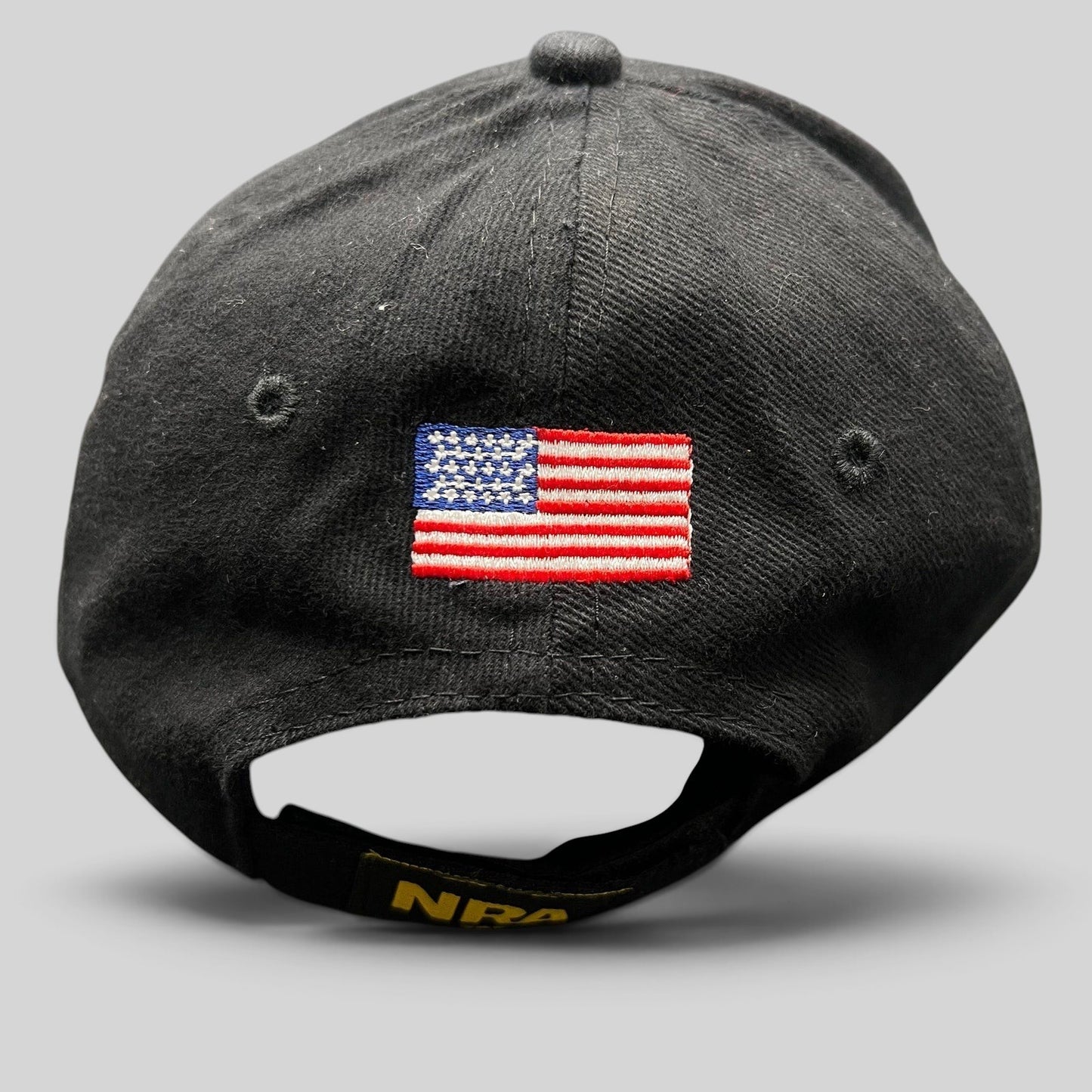 NRA Strapback Hat Black Yellow Embroidered Logo Cap Vintage Style