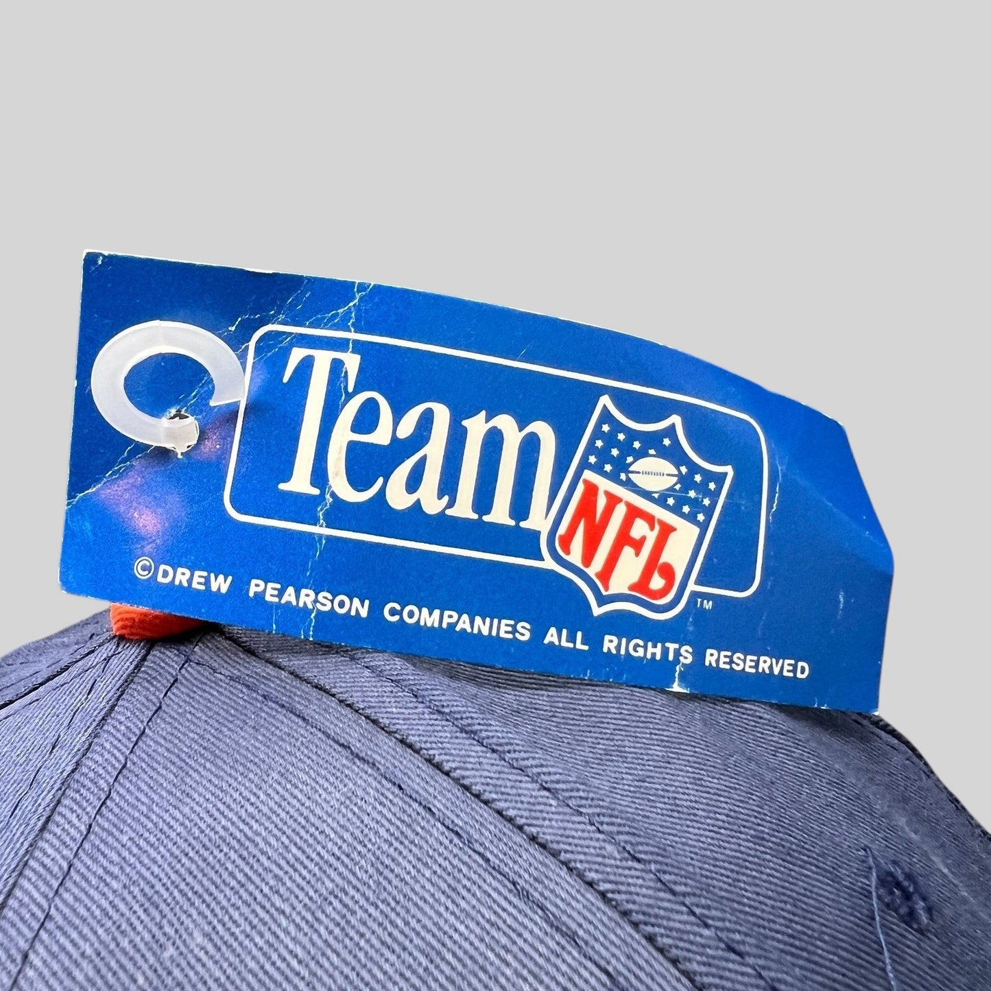 Raree Finds vintage Team NFL Drew Pearson Chicago Bears snapback hat tag detail on navy crown