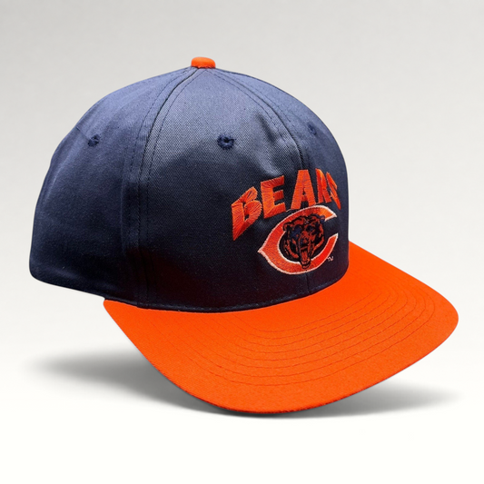 Raree Finds vintage Chicago Bears navy and orange snapback hat with embroidered team logo and flat brim