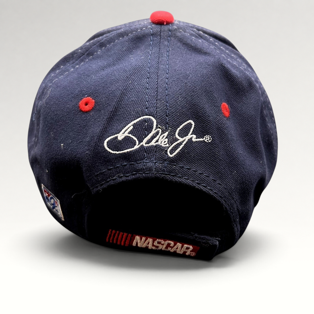 Raree Finds navy blue NASCAR hat with Dale Earnhardt Jr. embroidered signature on the back and adjustable strap
