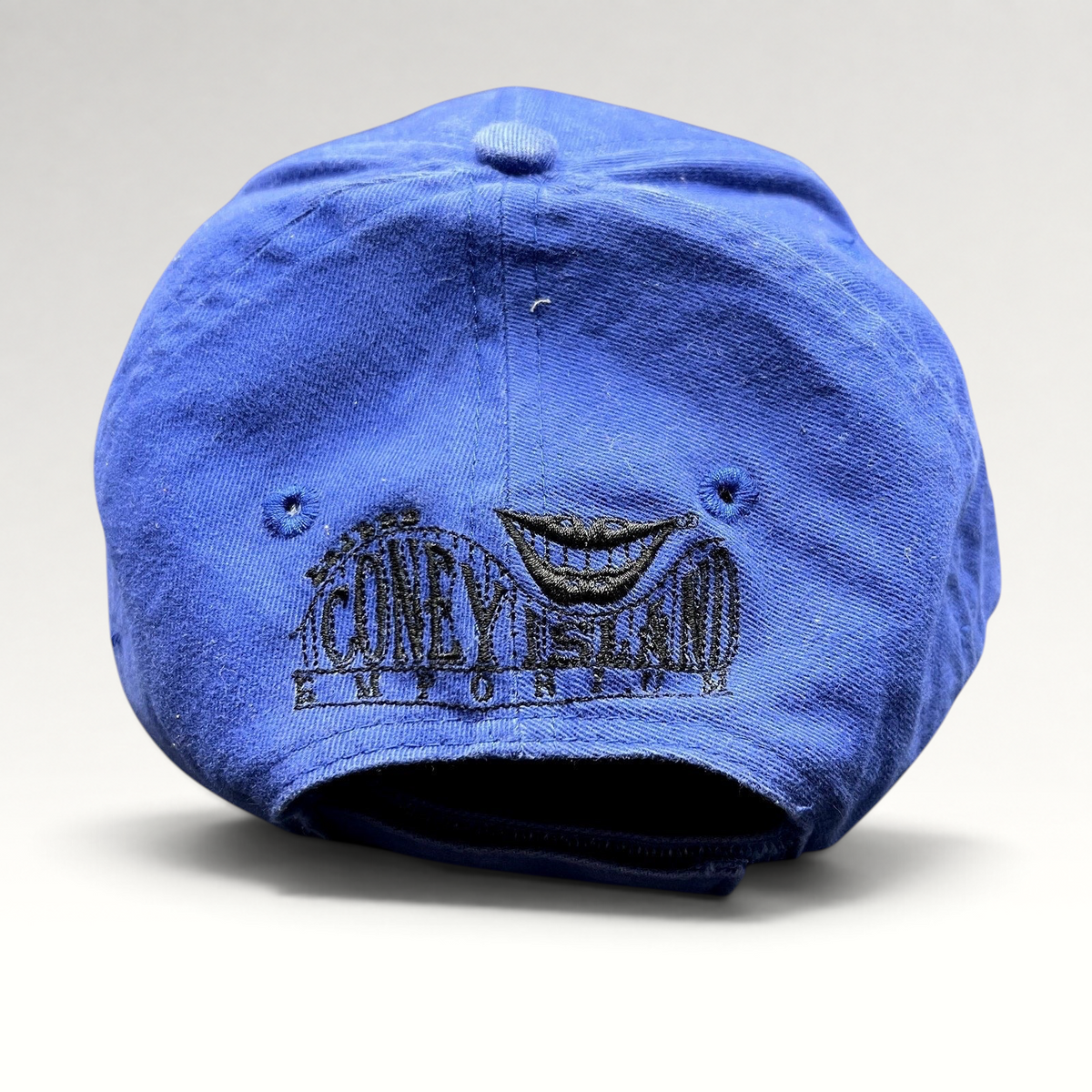 Raree Finds royal blue Las Vegas 51s strapback hat featuring black Coney Island Emporium embroidery on the back
