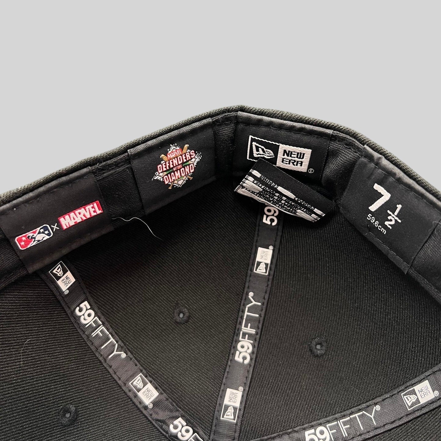 Raree Finds New Era 59FIFTY Richmond Flying Squirrels Marvel Defenders cap interior showing size 7 1/2 branding