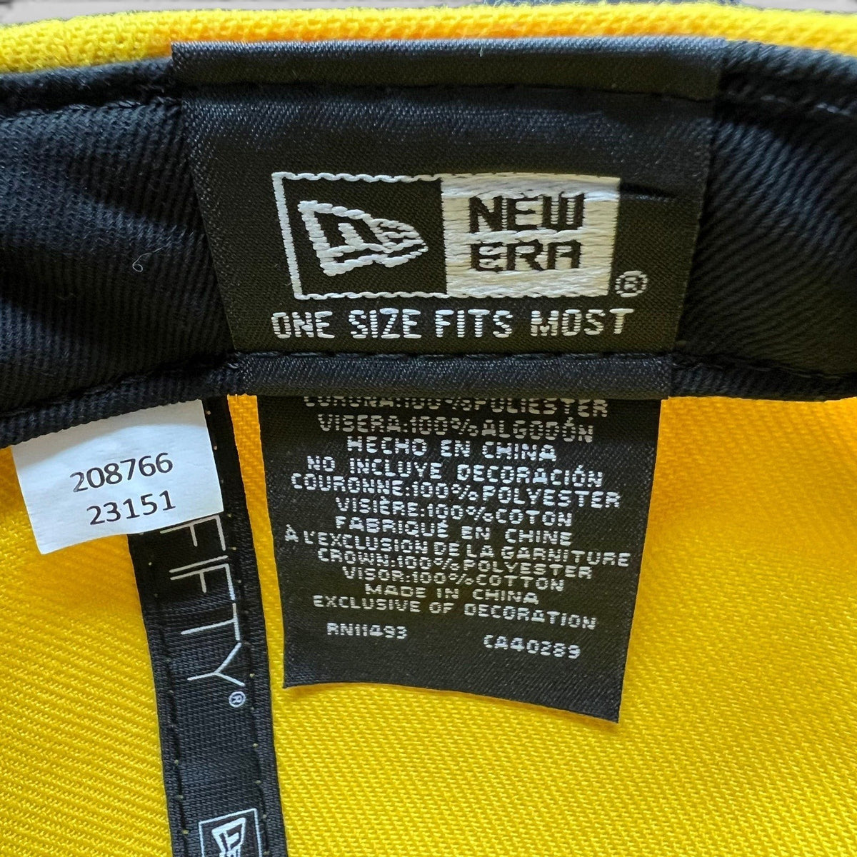 Raree Finds New Era 9FIFTY snapback hat interior care label showing material composition and branding
