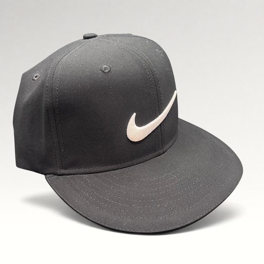 Raree Finds black Nike Golf fitted cap with white embroidered Swoosh logo on the front panel