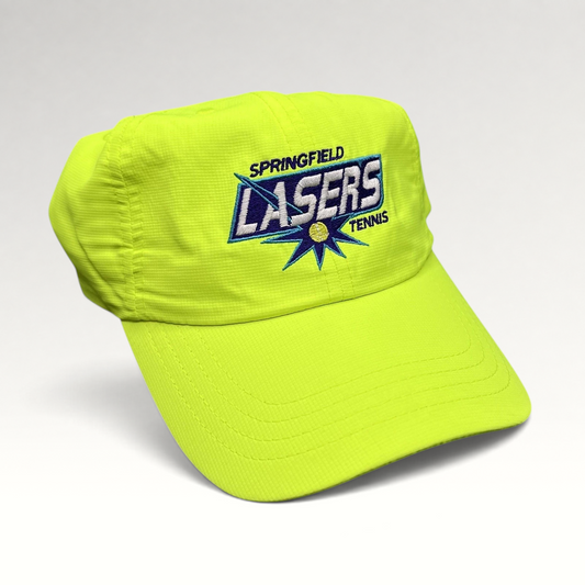 Raree Finds vintage neon yellow Springfield Lasers World TeamTennis strapback hat with embroidered team logo