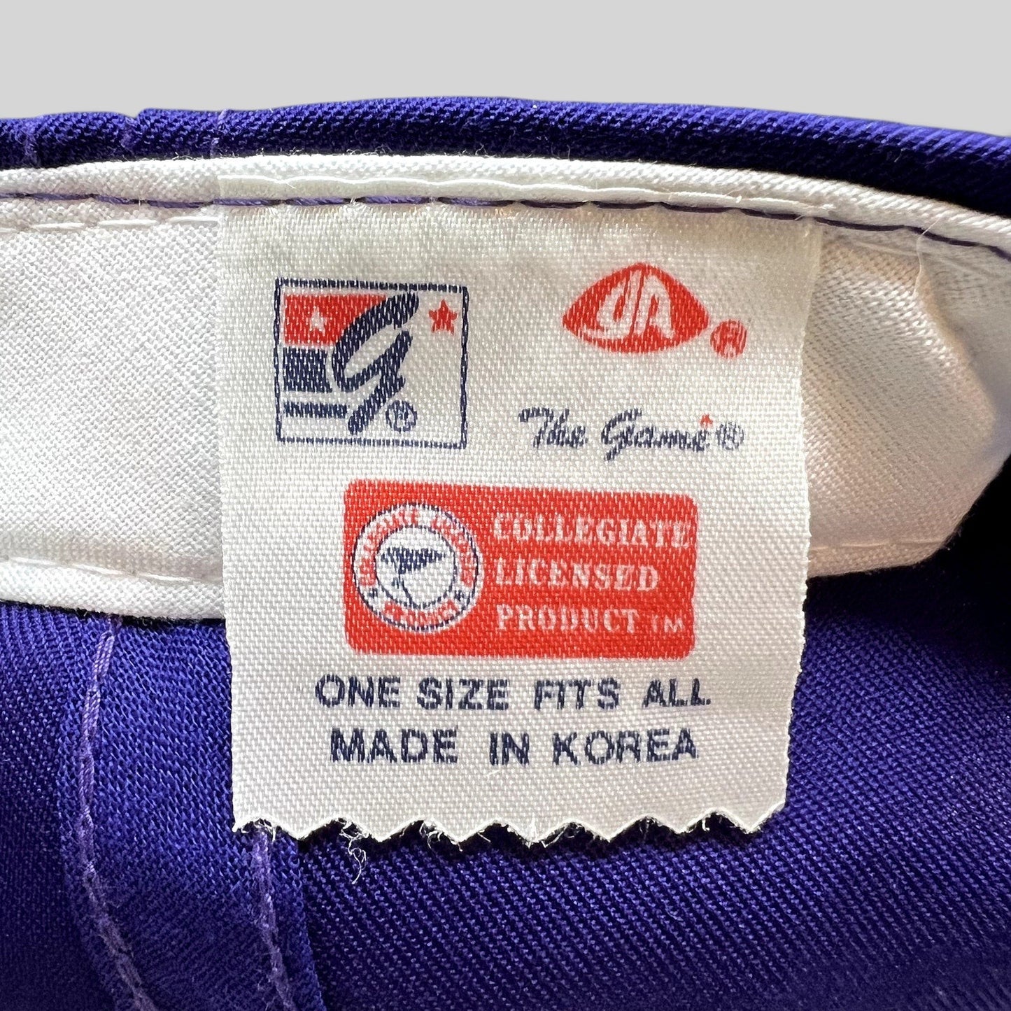 Raree Finds vintage The Game Washington Huskies hat interior tag showing collegiate licensed branding and origin