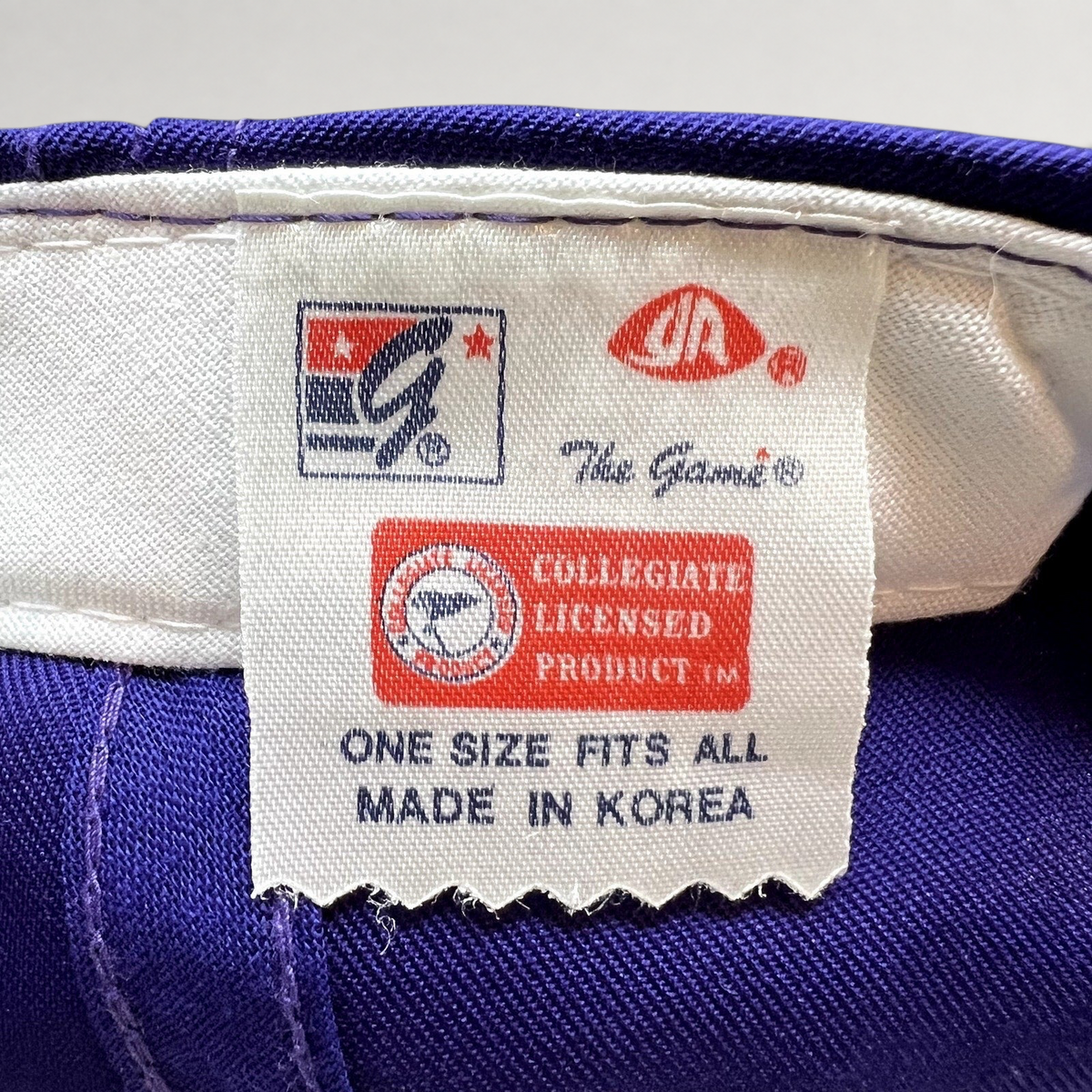 Raree Finds vintage The Game Washington Huskies hat interior tag showing collegiate licensed branding and origin