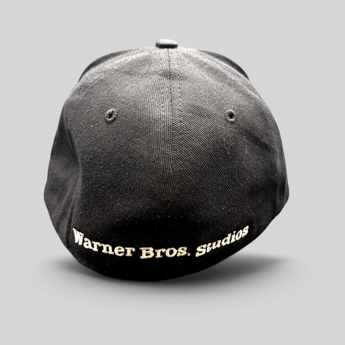 Raree Finds black fitted hat with Warner Bros. Studios embroidered on the back in white lettering