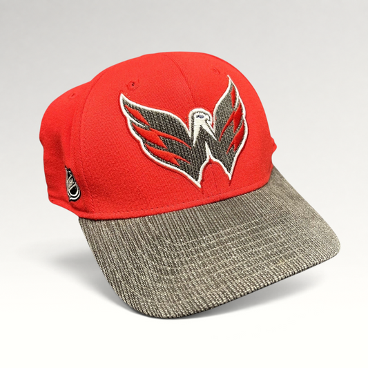 Raree Finds Washington Capitals Reebok Center Ice fitted hat in red with a textured gray brim and eagle logo