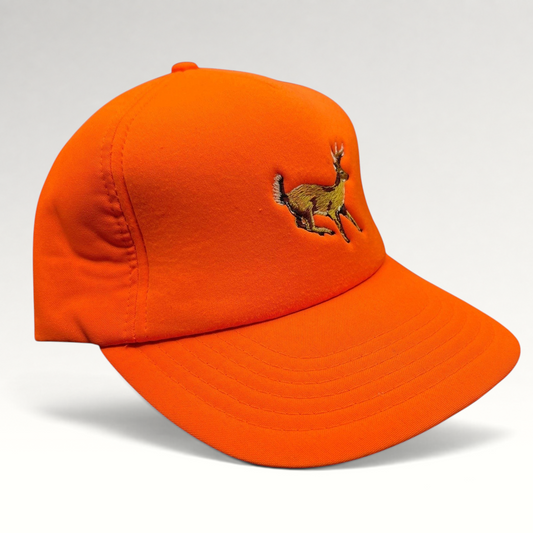 Raree Finds vintage Winchester blaze orange hunting snapback hat with embroidered deer graphic
