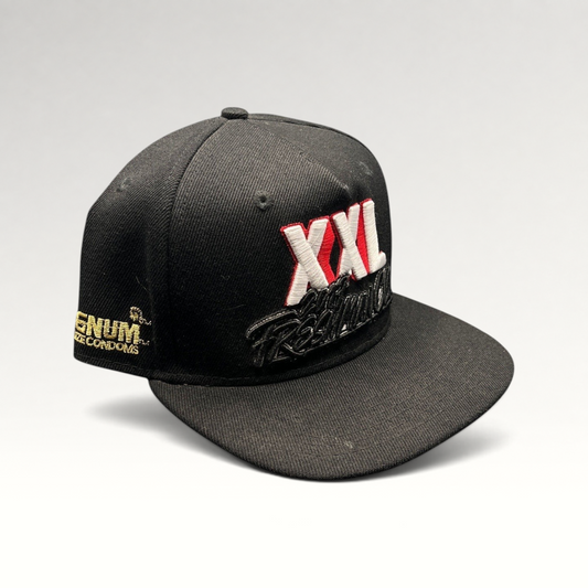 Raree Finds vintage 2017 XXL Freshman Class snapback hat in black with 3D embroidery and gold Magnum side branding.