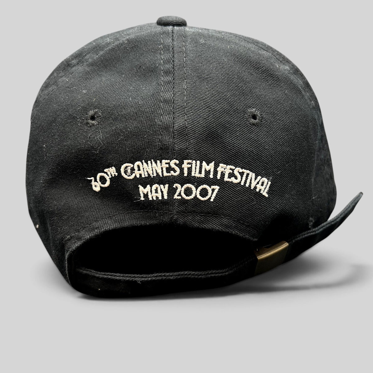 Raree Finds black cotton strapback hat with 60th Cannes Film Festival May 2007 embroidery on the back
