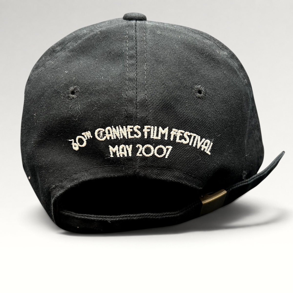 Raree Finds black cotton strapback hat with 60th Cannes Film Festival May 2007 embroidery on the back