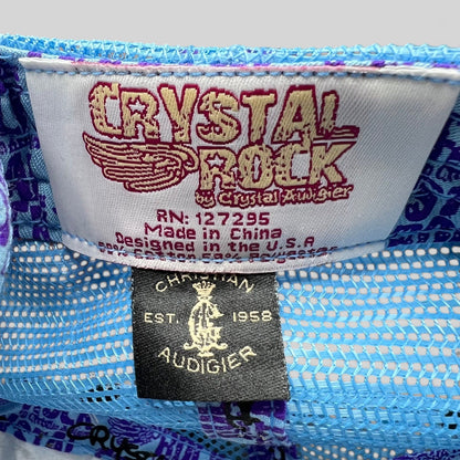 Crystal Rock Christian Audigier Blue Rhinestone Trucker Snapback Hat