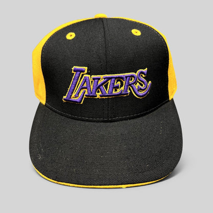 Vintage Reebok Los Angeles Lakers Fitted Hat 7 3/8 NBA Black Gold