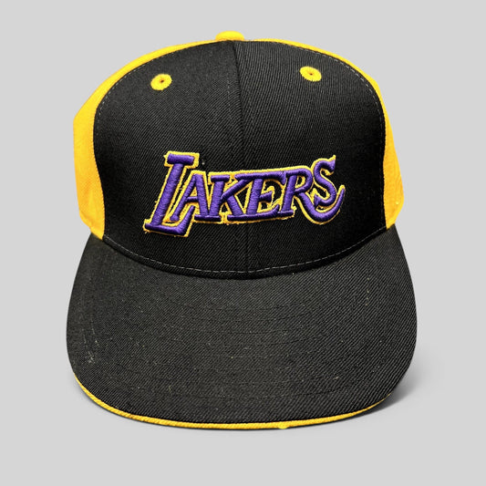 Vintage Reebok Los Angeles Lakers Fitted Hat 7 3/8 NBA Black Gold