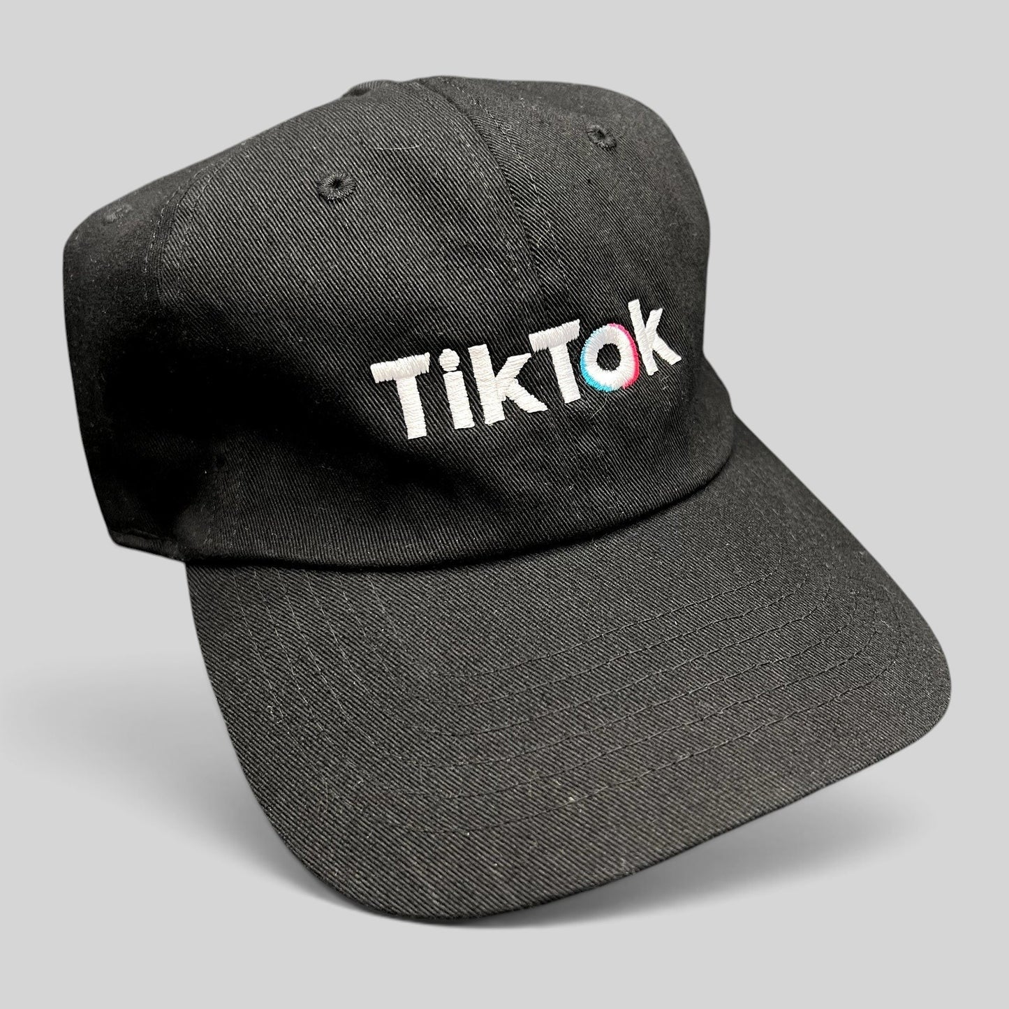 TikTok Logo Black Strapback Hat Social Media Promo Dad Cap