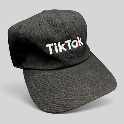 TikTok Logo Black Strapback Hat Social Media Promo Dad Cap