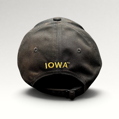 Raree Finds Nike Iowa Hawkeyes black strapback hat with yellow IOWA embroidery on the back adjustable strap