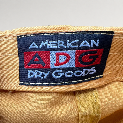 Raree Finds American ADG Dry Goods interior woven brand label on a tan cotton dad cap