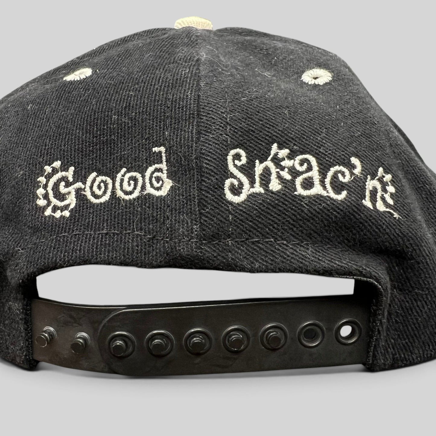 Vintage Snack Bar Snapback Hat Black Purple Script 90s USA