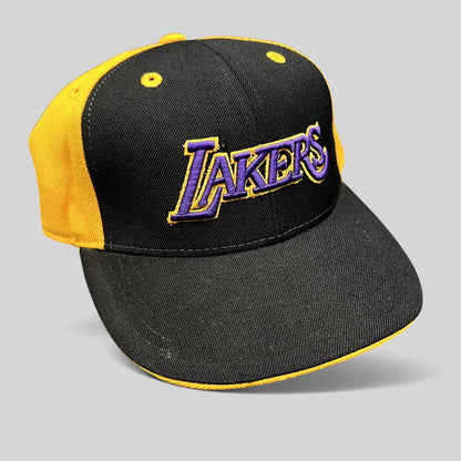Vintage Reebok Los Angeles Lakers Fitted Hat 7 3/8 NBA Black Gold