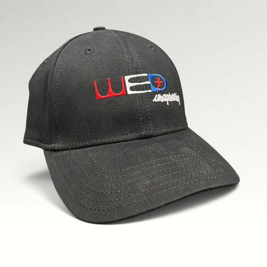 Walt Disney Imagineering exclusive black fitted hat, front right angle