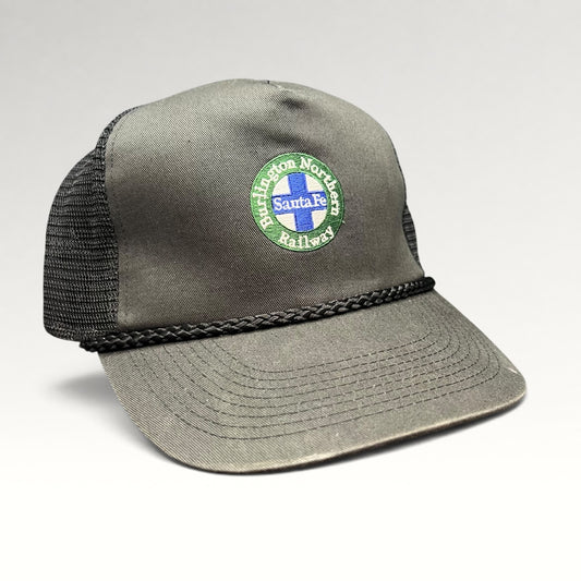 2000s Burlington Northern Santa Fe Railway trucker hat, front right angle