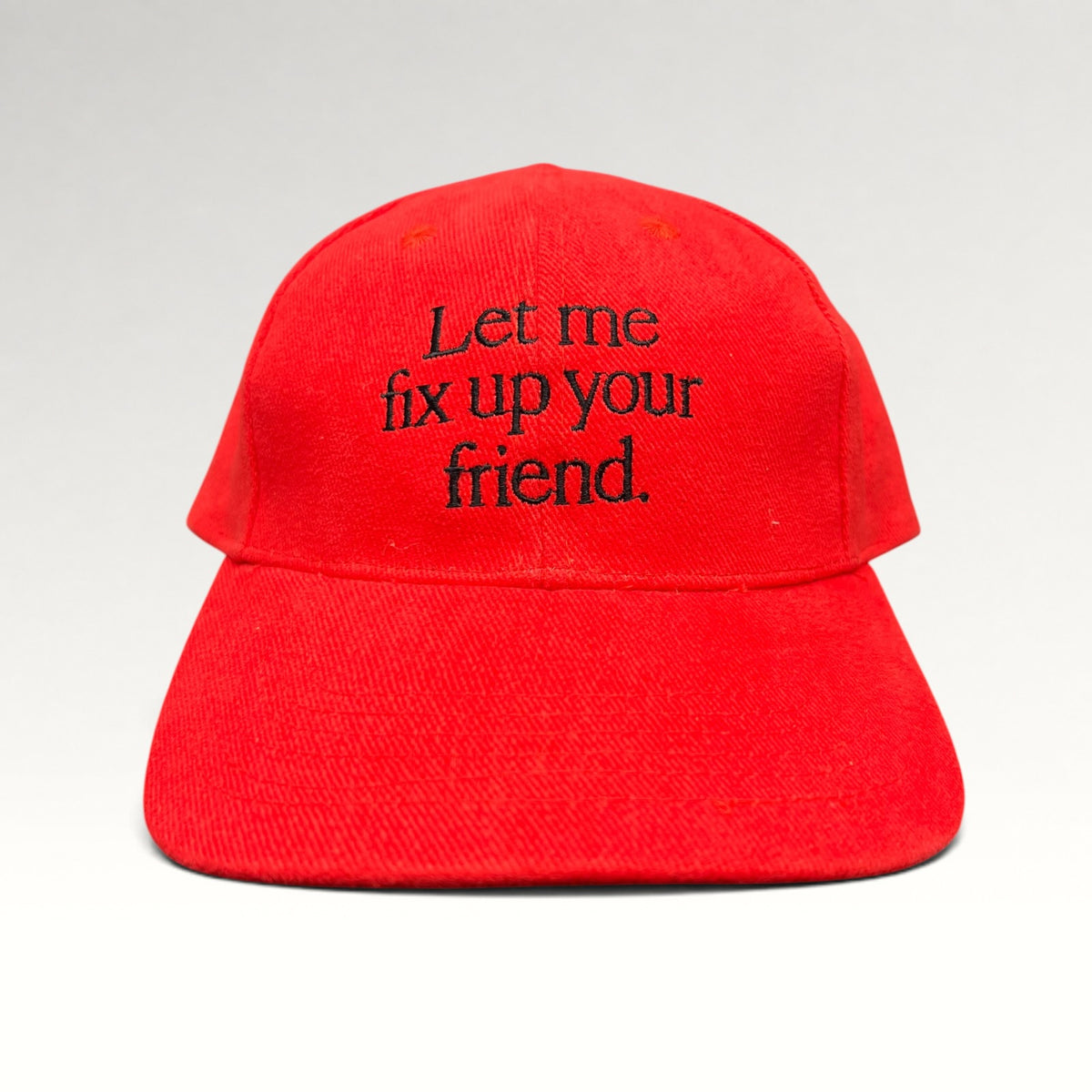 Red Let me fix up your friend Honda logo strapback hat, front view