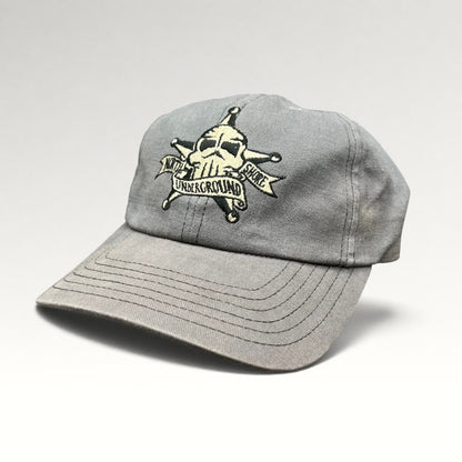 Opposite three-quarter view of gray North Shore Underground snapback hat