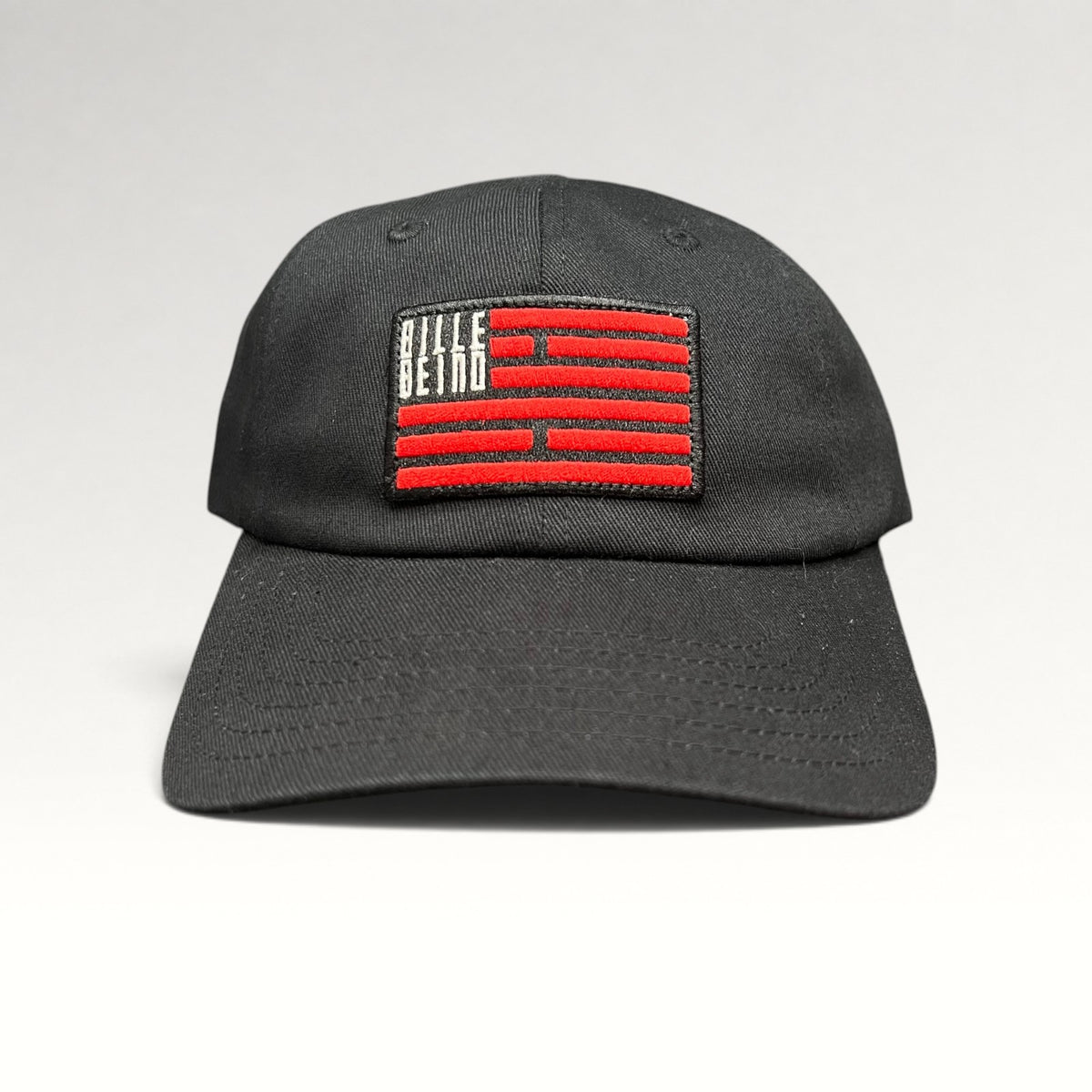 Bille Beino Modern Black Red Flag Patch Strapback Hat, photo 1