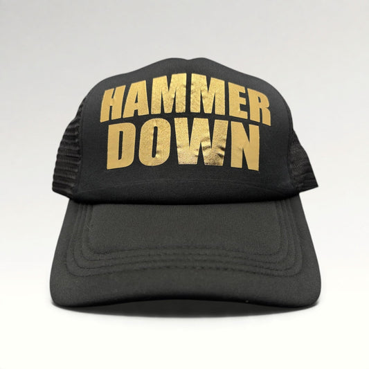 Hammer Down Gold Graphic Trucker Snapback Hat photo 1