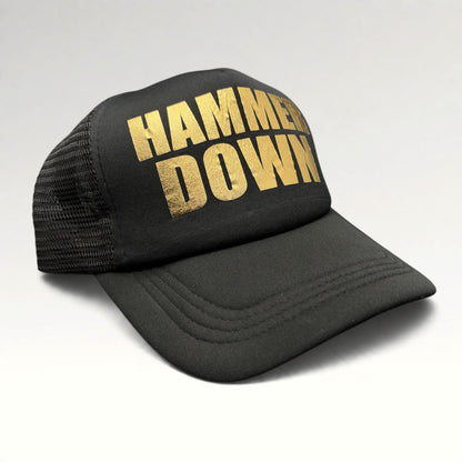 Hammer Down Gold Graphic Trucker Snapback Hat photo 2