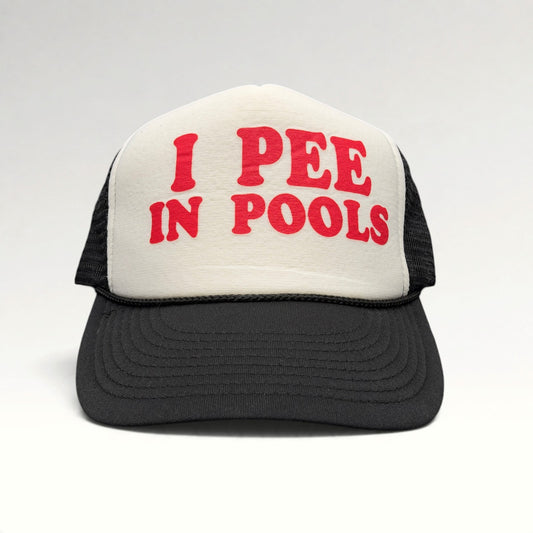 I Pee in Pools Cobra 2000s trucker hat front