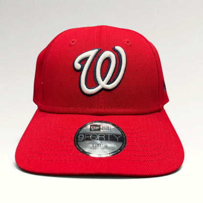 Washington Nationals New Era 9FORTY Youth Strapback Hat front