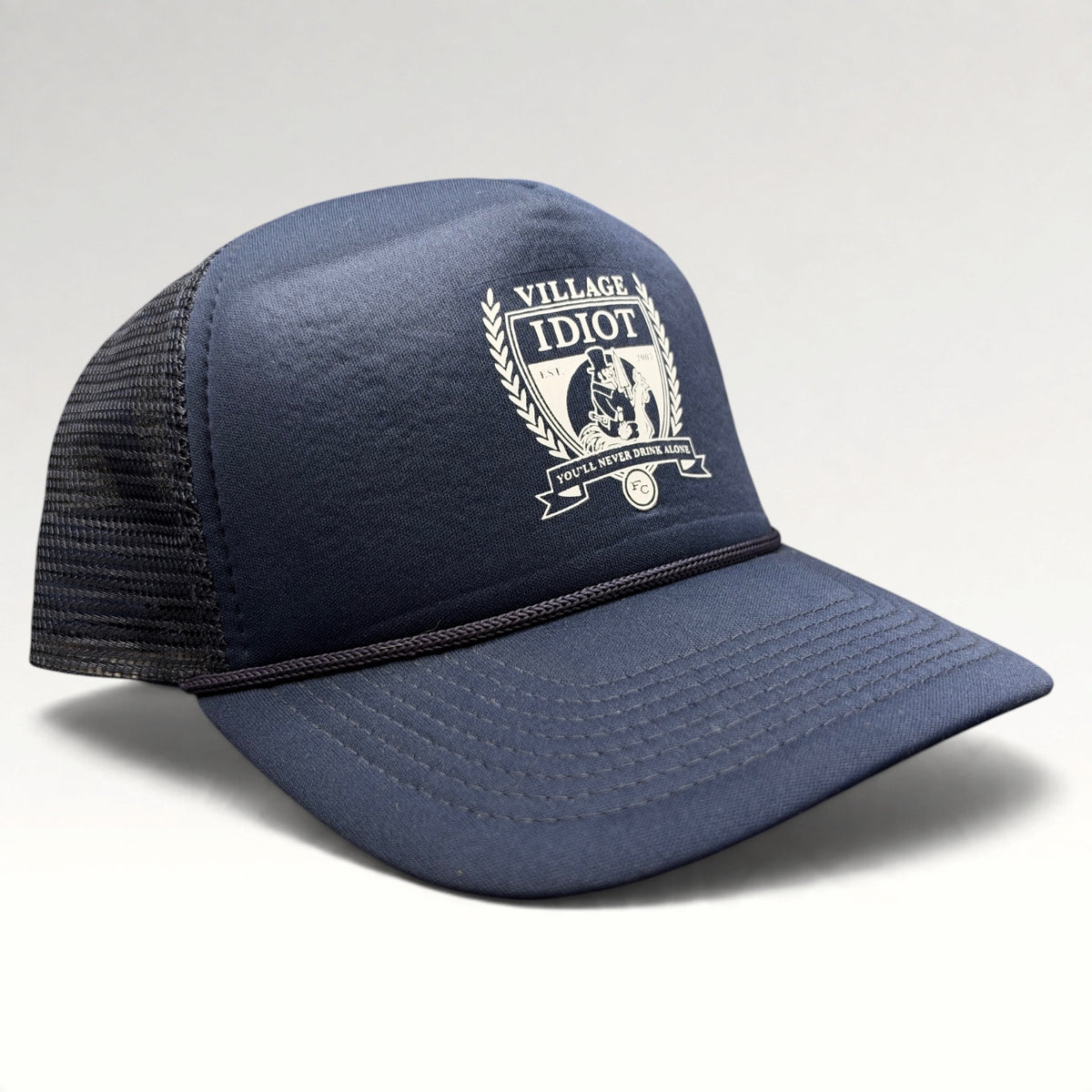 Village Idiot You'll Never Drink Alone Rope Front Snapback Trucker Hat, photo 2