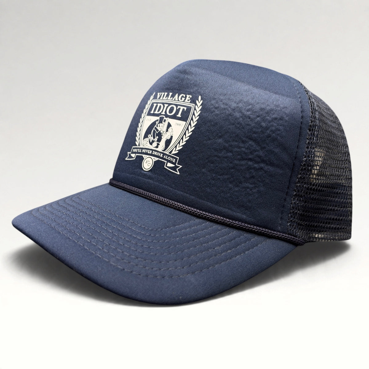 Village Idiot You'll Never Drink Alone Rope Front Snapback Trucker Hat, photo 3