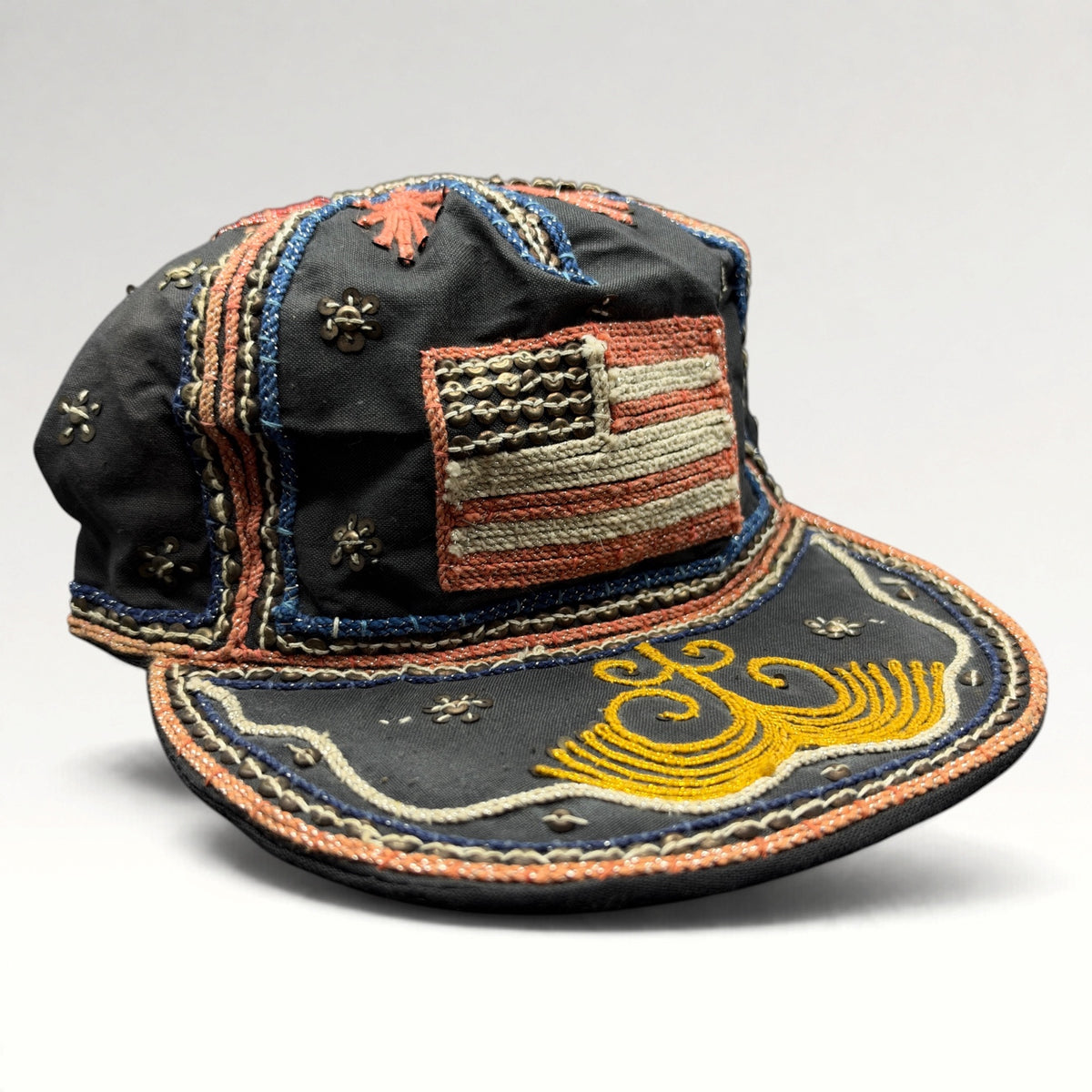 American Flag Handmade Burma Myanmar Vintage 1980s Fitted Hat OS, photo 2