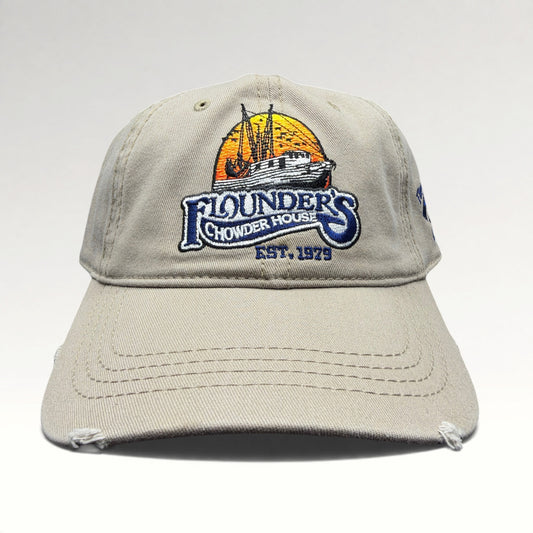Flounder's Chowder House Distressed Strapback Hat, photo 1