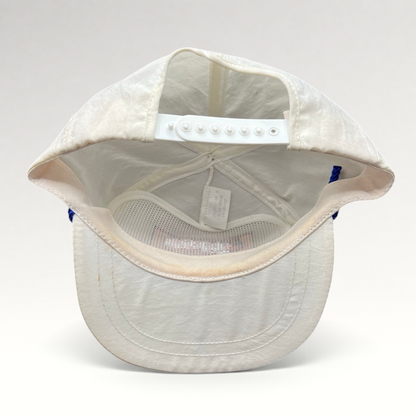 Vintage Hat Source vintage white Pepsi Wild Cherry snapback hat showing the adjustable plastic strap and interior mesh lining