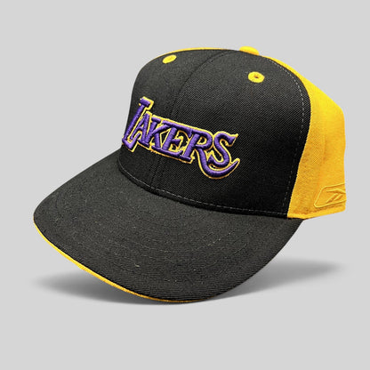 Vintage Reebok Los Angeles Lakers Fitted Hat 7 3/8 NBA Black Gold