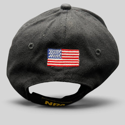 NRA Strapback Hat Black Yellow Embroidered Logo Cap Vintage Style