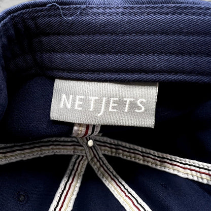 NetJets Private Aviation Leather Strapback Hat Corporate Pilot Jet Cap