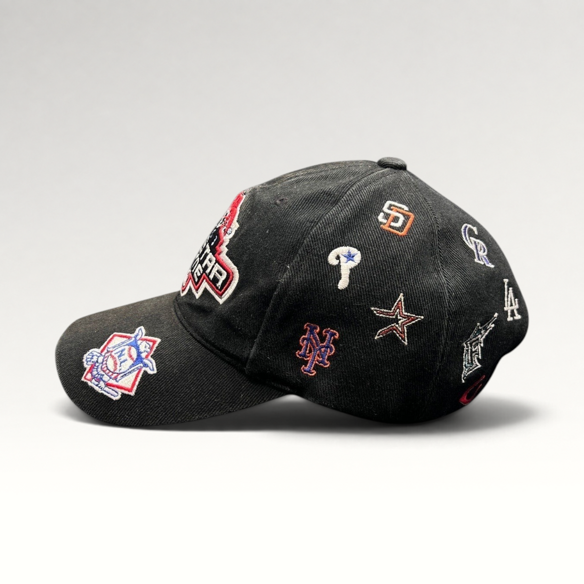 Raree Finds black American Needle 2003 MLB All-Star Game hat with multi-team embroidered logos and brim patch