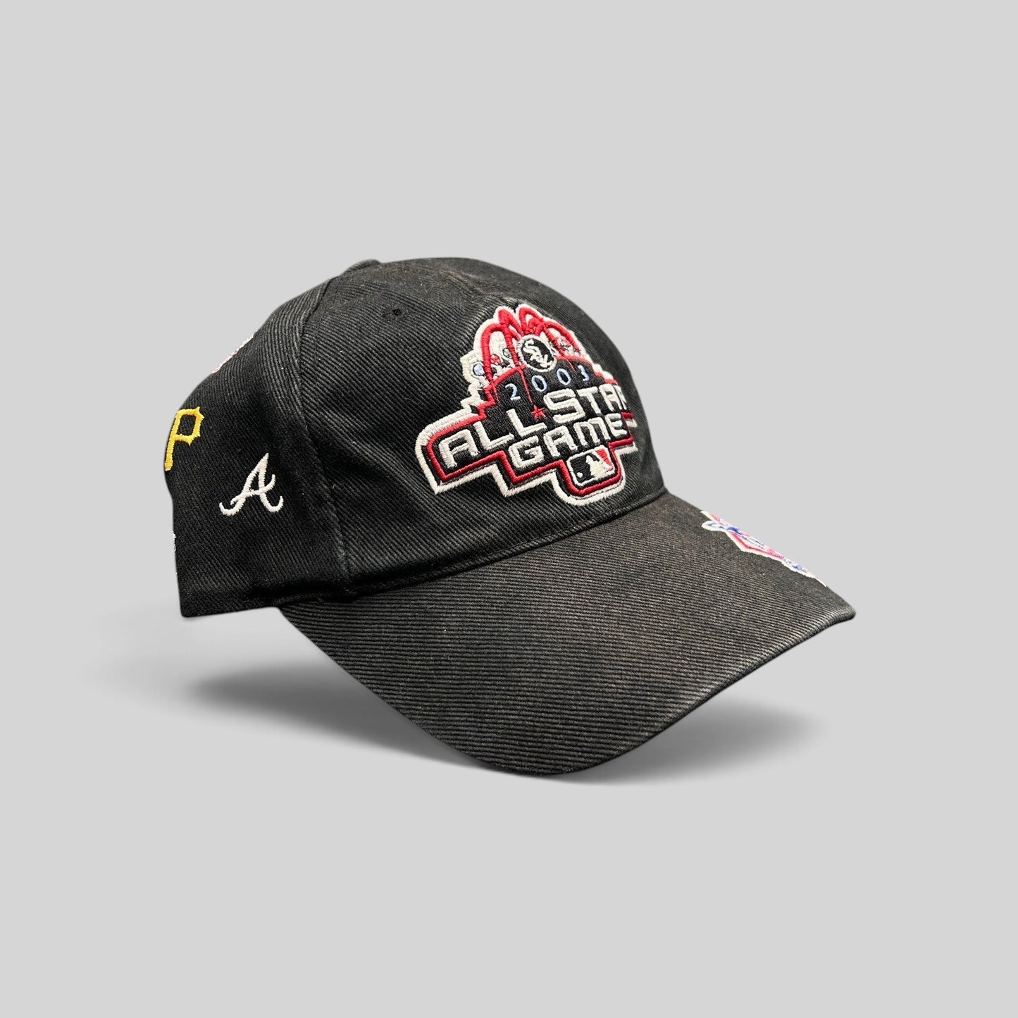 Raree Finds black cotton twill 2003 MLB All-Star Game Chicago adjustable hat with multi-team embroidered logos