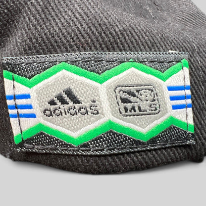 Raree Finds vintage Adidas MLS DC United soccer hat patch detail with embroidered logos and green geometric accents
