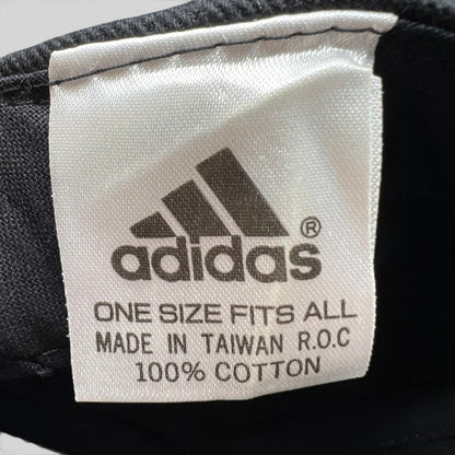Raree Finds vintage Adidas hat interior tag showing 100 percent cotton material and Made in Taiwan origin