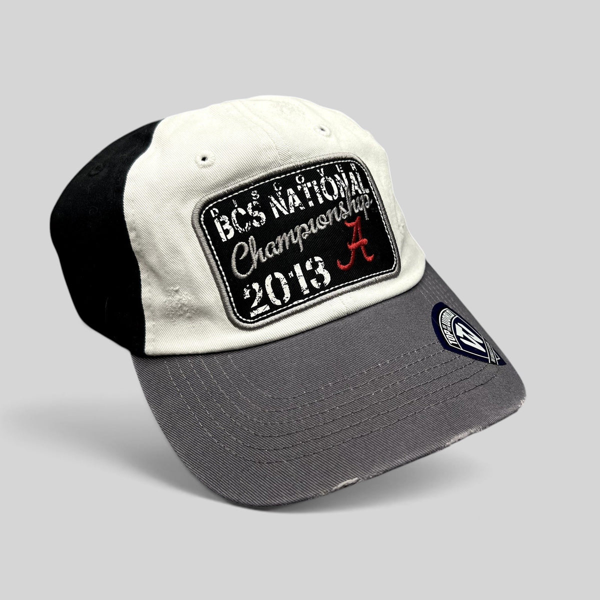 Raree Finds Alabama Crimson Tide 2013 BCS National Championship hat with distressed embroidery and adjustable strapback